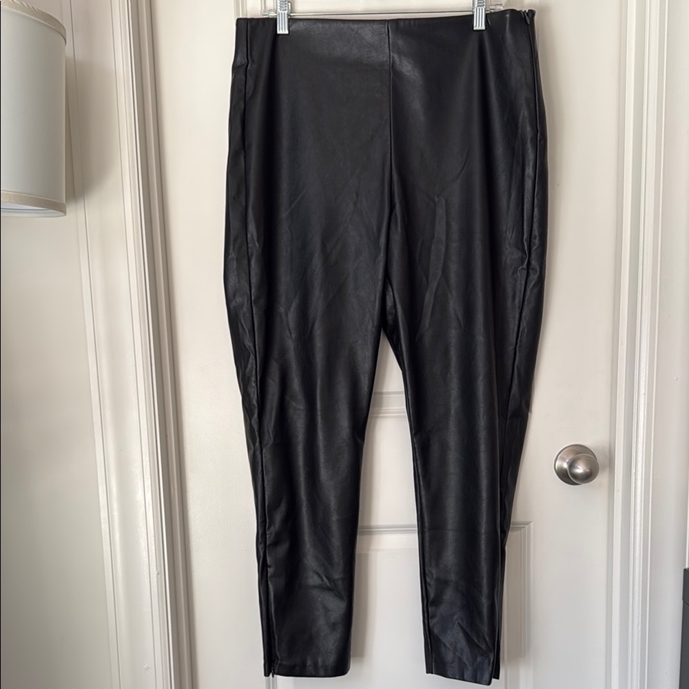 Faux leather skinny ankle pants